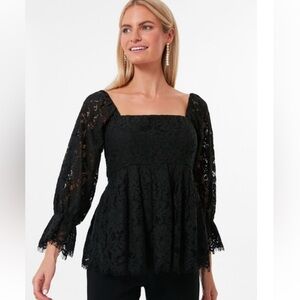 Tuckernuck Pomander Place Black Lace Daniella Top Sz XS